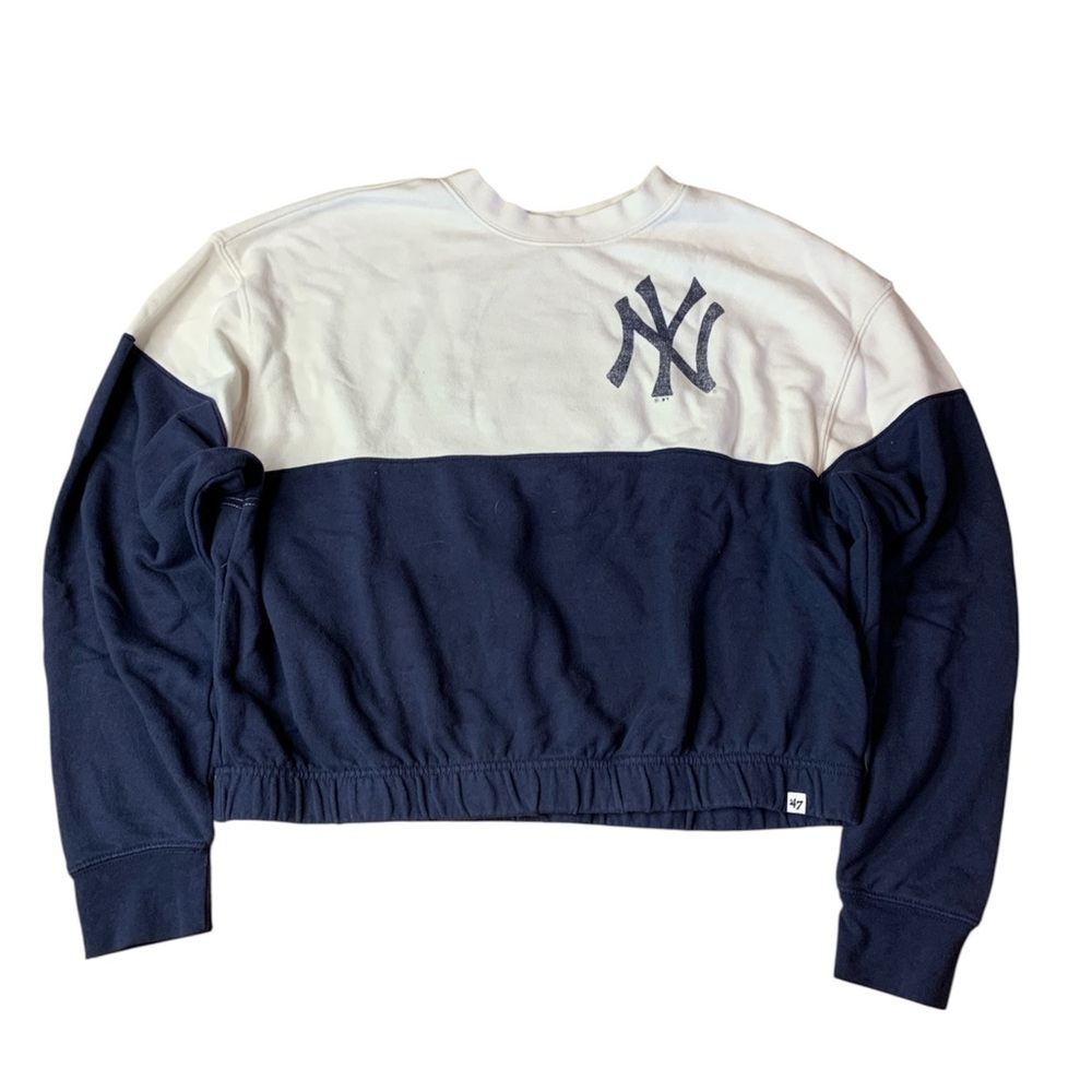 ’47 Brand NY Yankees Cropped Colorblock Crewneck Sweatshirt - Large